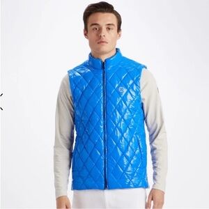 G/FORE QUILTED COATED NYLON SLIM FIT PUFFER VEST ROYAL BLUE SIZE LARGE